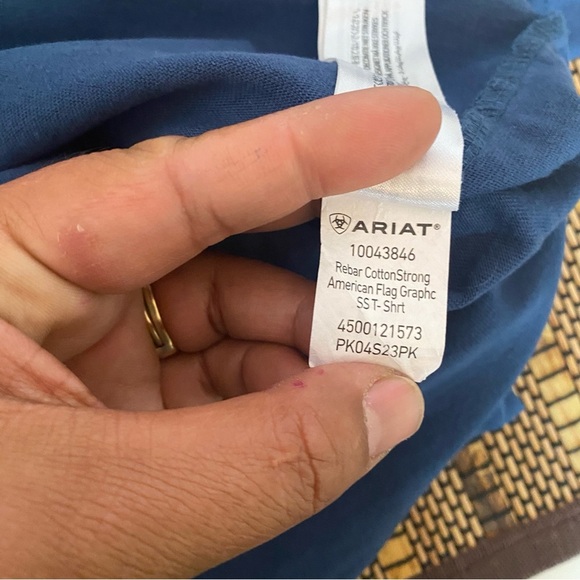 Ariat Rebar Cotton Strong American Flag Graphic Workwear T-Shirt Size SP V-neck‎ - Picture 8 of 11